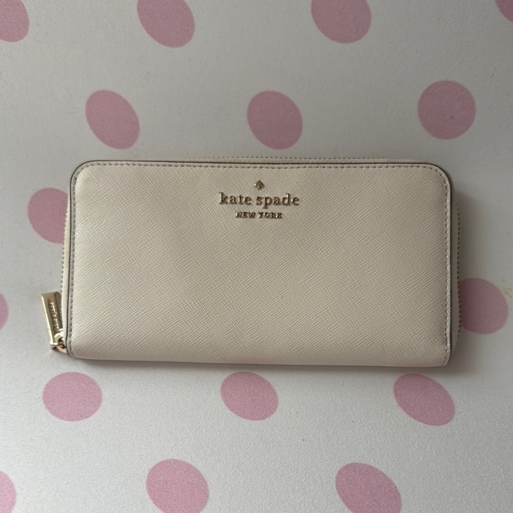 Kate Spade Cream Leather Wallet Minimalist Design